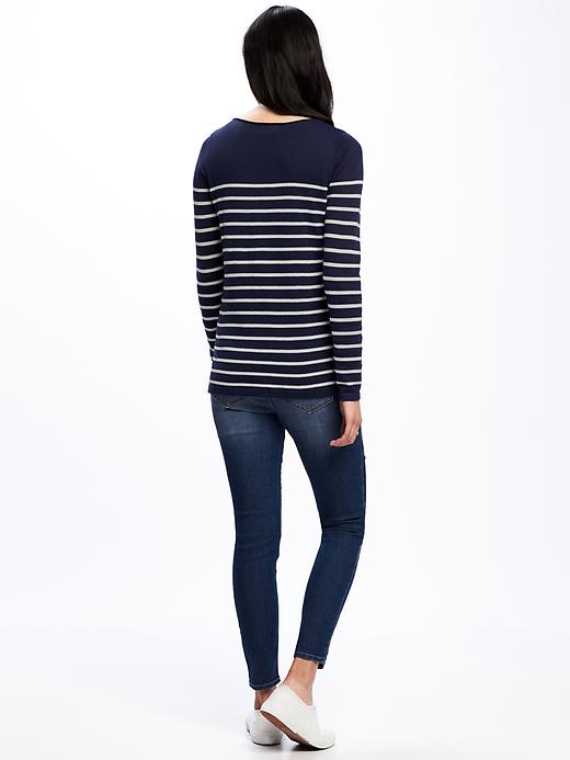 Image number 2 showing, Classic Striped Crew-Neck Sweater for Women