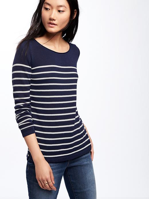 Image number 4 showing, Classic Striped Crew-Neck Sweater for Women