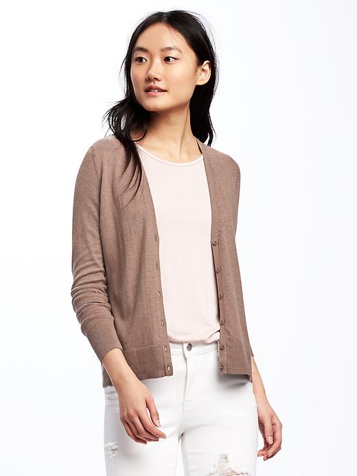 View large product image 1 of 1. Button-Front V-Neck Cardi for Women