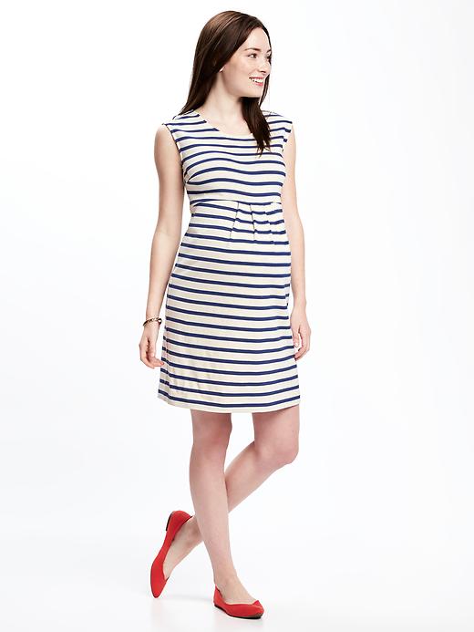 Image number 1 showing, Maternity Striped Ponte-Knit Dress