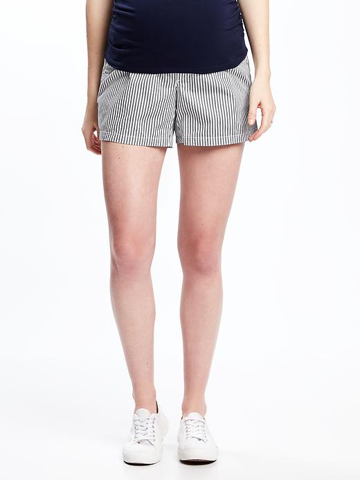 View large product image 1 of 3. Maternity Relaxed Full-Panel Twill Shorts (5")