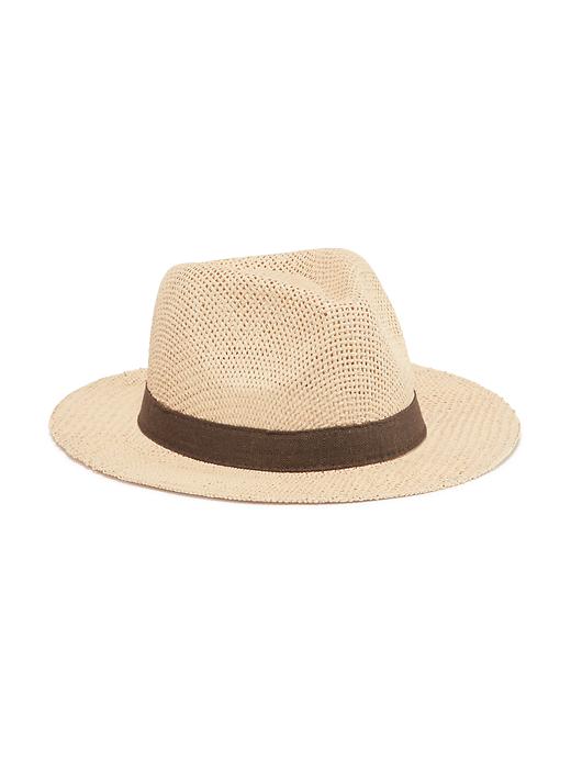 View large product image 1 of 1. Straw Flat-Brim Hat for Men