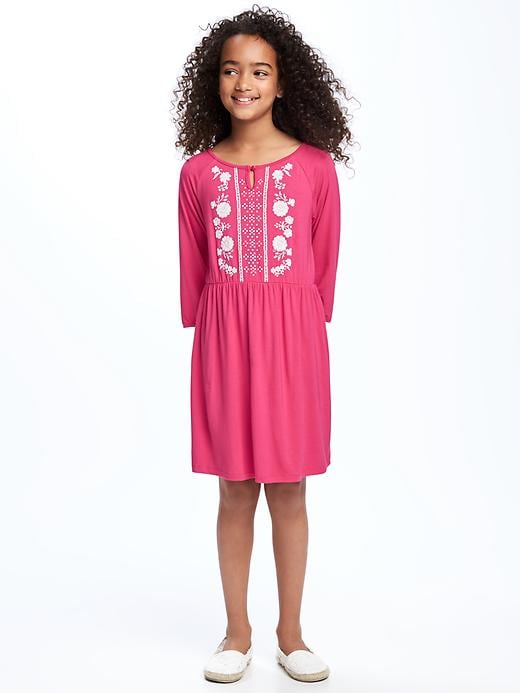 View large product image 1 of 1. Embroidered Cinch-Waist Dress for Girls
