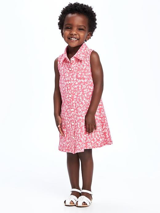View large product image 1 of 2. Sleeveless Printed Jersey Shirt Dress for Toddler Girls