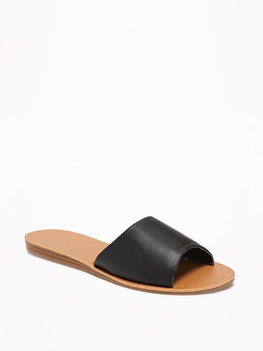 View large product image 1 of 1. Faux-Leather Slide Sandals for Women