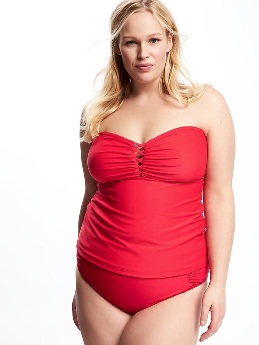 Image number 4 showing, Lace-Up Bandeau Plus-Size Tankini Top