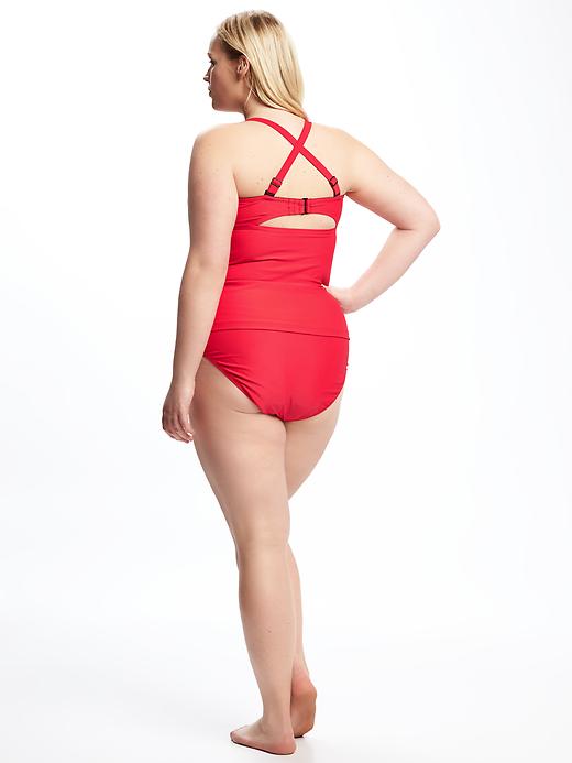 Image number 2 showing, Lace-Up Bandeau Plus-Size Tankini Top