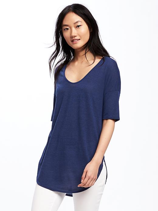 View large product image 1 of 1. Relaxed Curved-Hem Tunic for Women