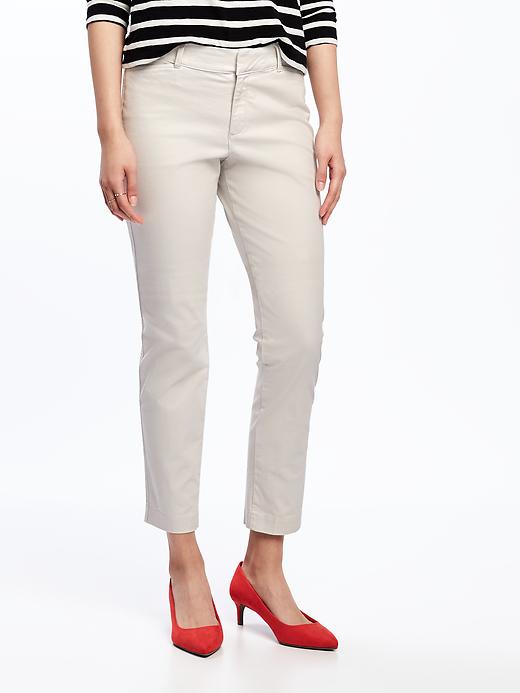 View large product image 1 of 2. Mid-Rise Pixie Ankle Chinos for Women