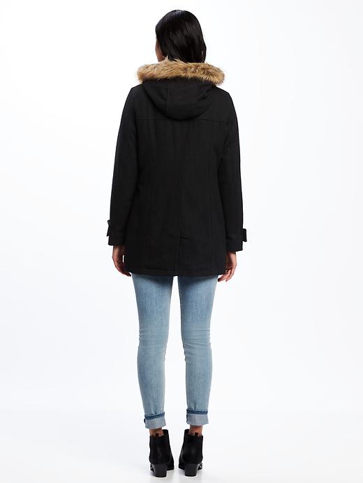 Image number 2 showing, Hooded Wool-Blend Toggle Coat for Women