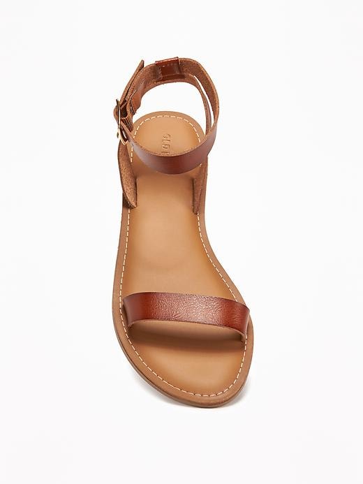 Image number 2 showing, Faux-Leather Ankle-Strap Sandals for Women