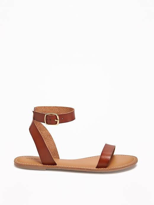 Image number 4 showing, Faux-Leather Ankle-Strap Sandals for Women