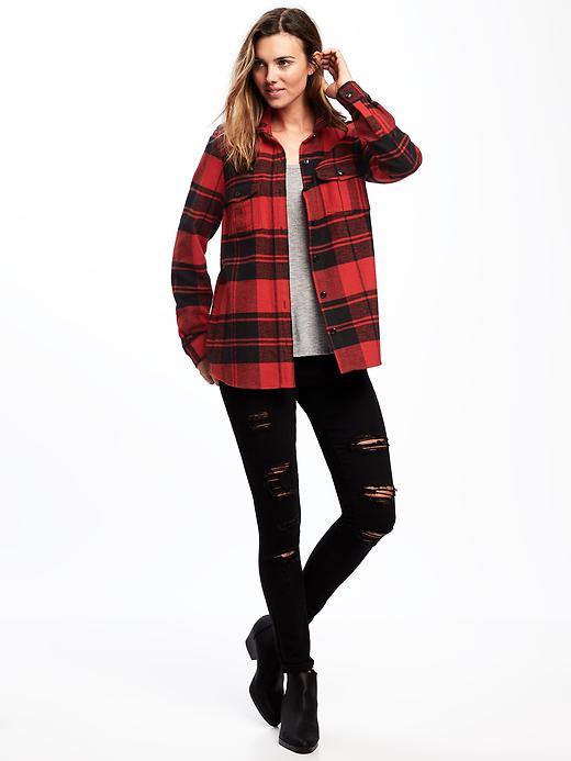 Image number 3 showing, Classic Flannel Shirt Jacket for Women