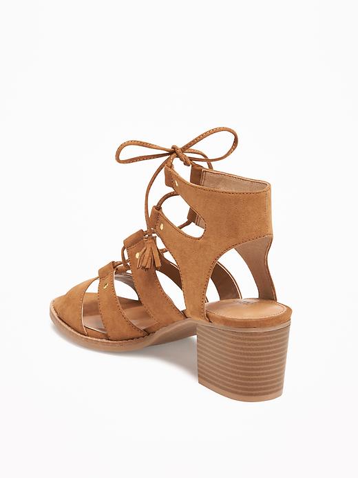 Image number 3 showing, Sueded Gladiator Heeled Sandals for Women