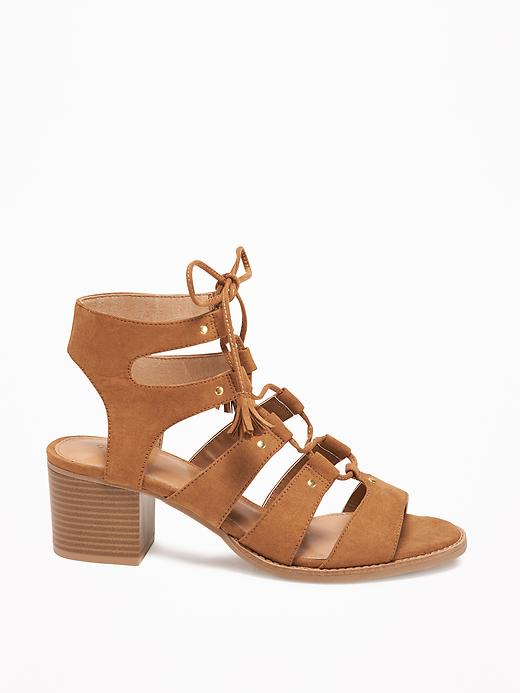 Image number 4 showing, Sueded Gladiator Heeled Sandals for Women
