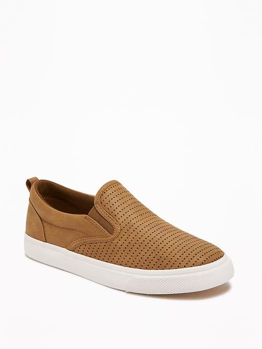 View large product image 1 of 3. Sueded Perforated Slip-Ons for Boys