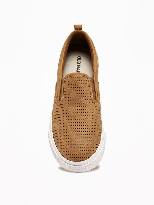 View large product image 2 of 3. Sueded Perforated Slip-Ons for Boys