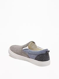 View large product image 3 of 3. Color-Blocked Chambray Slip-Ons for Boys