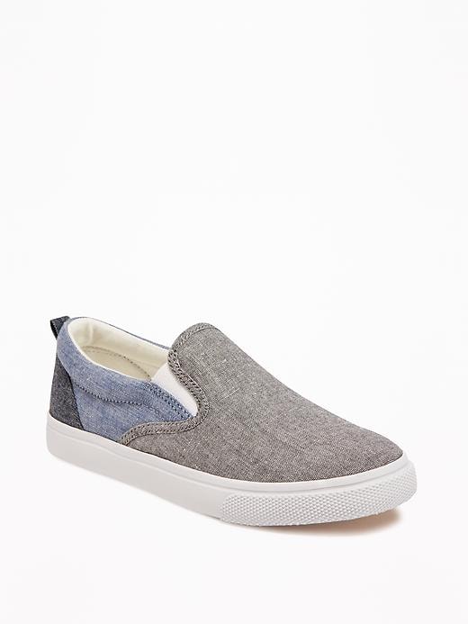 View large product image 1 of 3. Color-Blocked Chambray Slip-Ons for Boys
