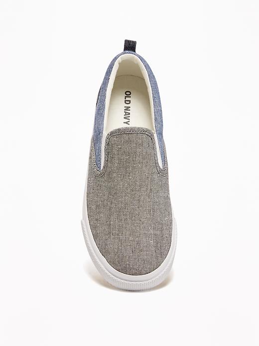 View large product image 2 of 3. Color-Blocked Chambray Slip-Ons for Boys
