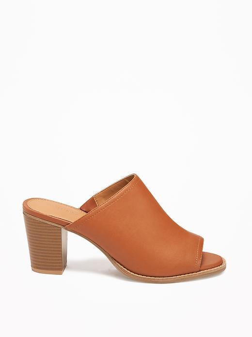 Image number 4 showing, Faux-Leather Open-Toe Mules for Women