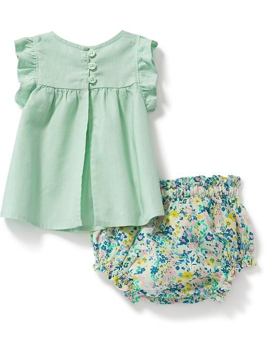View large product image 2 of 2. Linen-Blend Top & Floral Bloomer Set for Baby