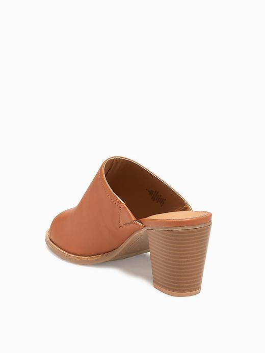 Image number 3 showing, Faux-Leather Open-Toe Mules for Women