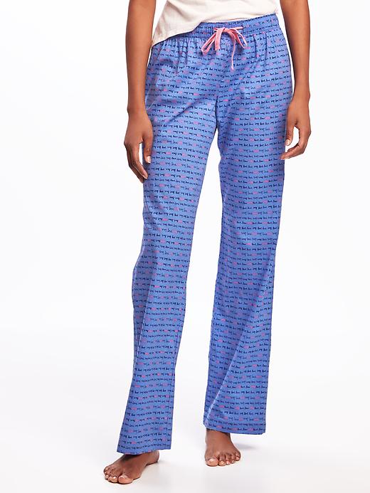 View large product image 1 of 2. Patterned Poplin Sleep Pants for Women