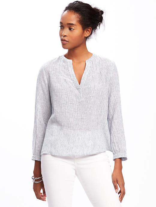 Image number 1 showing, Relaxed Linen-Blend Shirt for Women