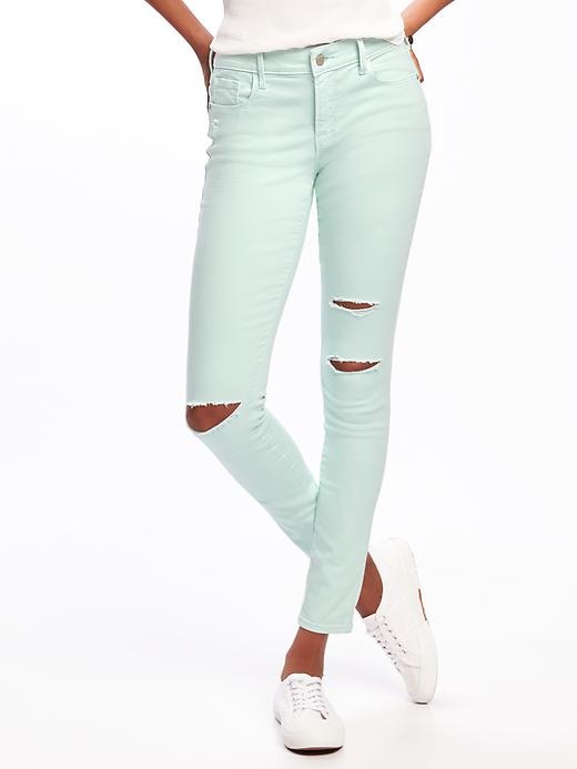 View large product image 1 of 1. Mid-Rise Rockstar Pop-Color Skinny Jeans for Women