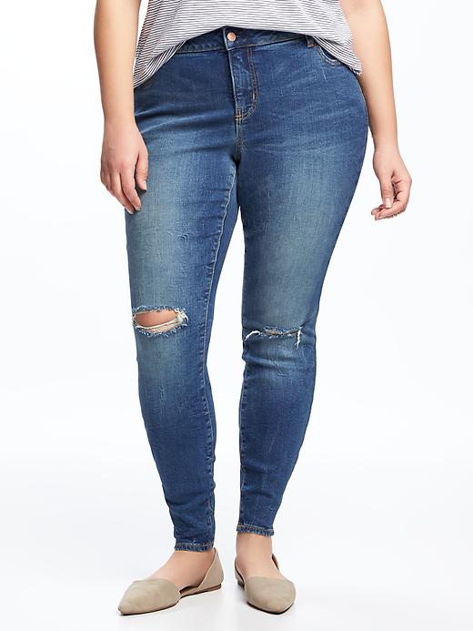 View large product image 1 of 2. Smooth & Slim High-Rise Plus-Size Distressed Rockstar Jeans