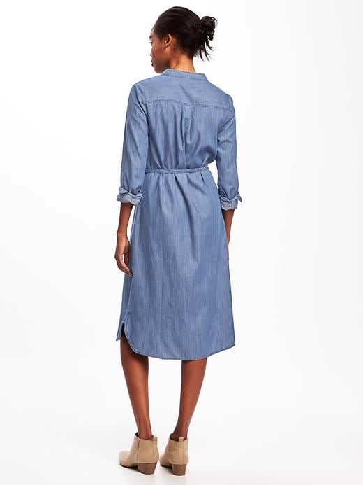 Image number 2 showing, Chambray Tie-Belt Shirt Dress for Women