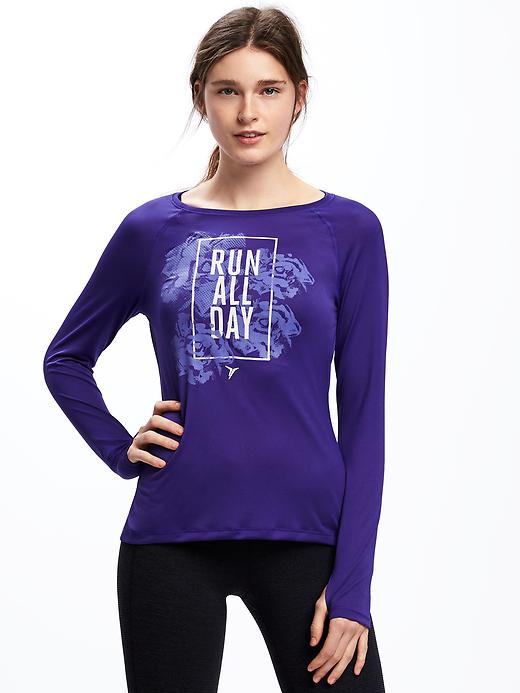 View large product image 1 of 1. Go-Dry Performance Graphic Long Sleeve Top For Women
