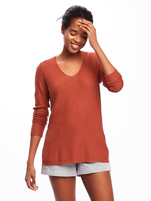 View large product image 1 of 1. Relaxed Textured Tunic Sweater for Women