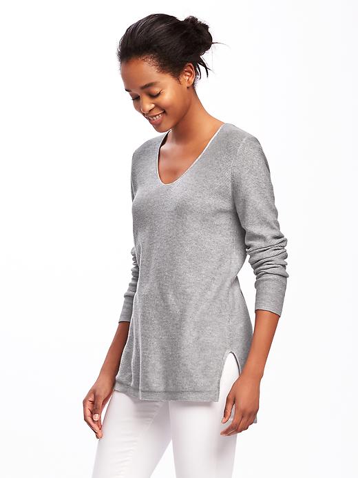 Image number 1 showing, Relaxed Textured Tunic Sweater for Women