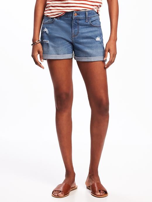 View large product image 1 of 3. Cuffed Boyfriend Denim Shorts for Women (3")