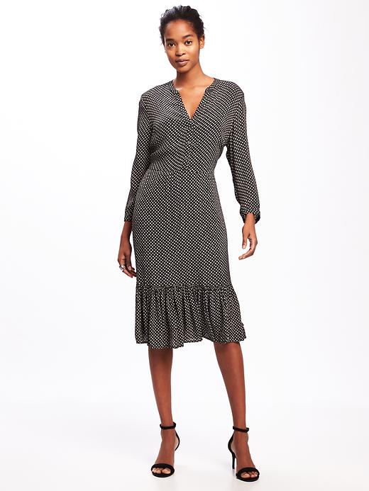 Image number 1 showing, Printed Ruffle-Hem Shirt Dress for Women