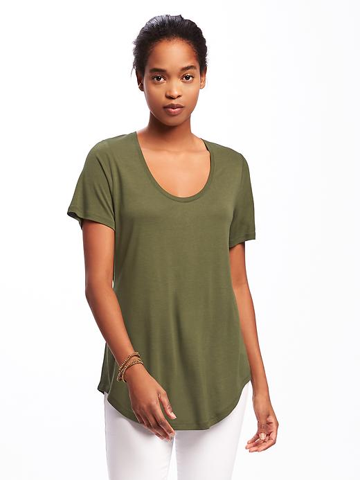 Image number 1 showing, Relaxed Curved-Hem Tee for Women