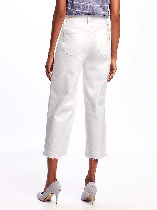 View large product image 2 of 3. High-Rise Wide-Leg White Ankle Jeans for Women