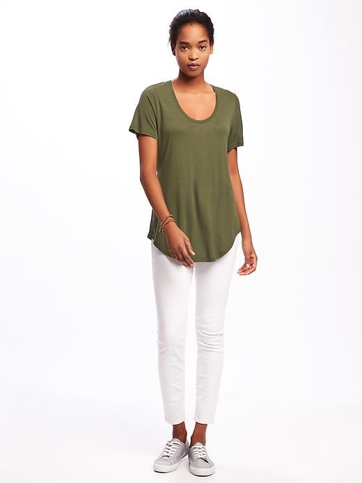 Image number 3 showing, Relaxed Curved-Hem Tee for Women