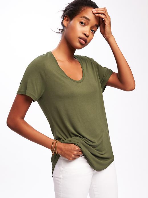 Image number 4 showing, Relaxed Curved-Hem Tee for Women