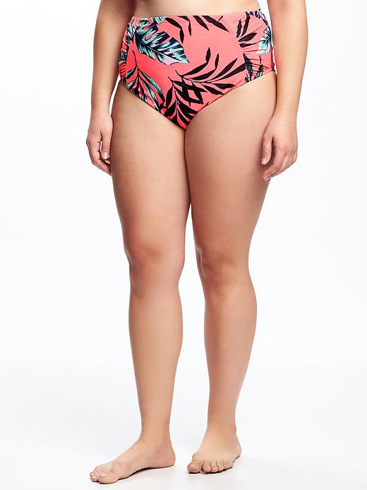 View large product image 1 of 1. Plus-Size Ruched-Bikini Bottoms