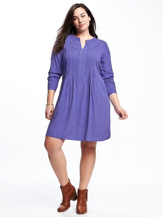 Image number 1 showing, Plus-Size Pintuck Swing Dress