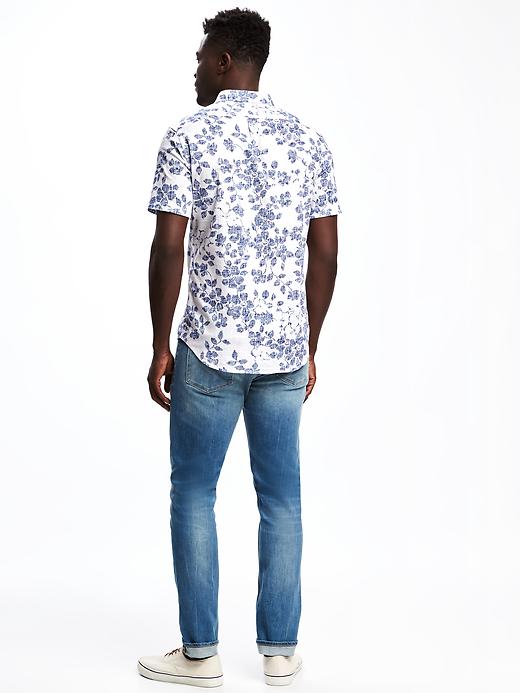 Image number 2 showing, Slim-Fit Indigo-Patterned Shirt For Men