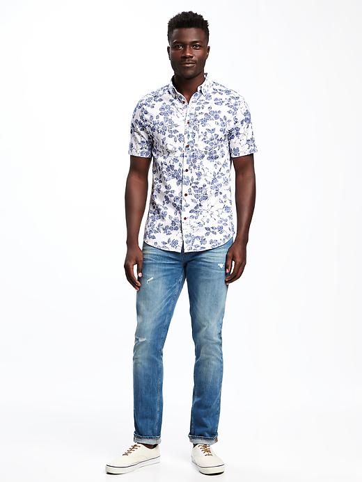 Image number 3 showing, Slim-Fit Indigo-Patterned Shirt For Men