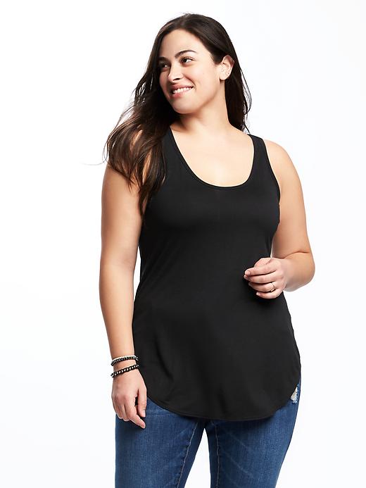 Image number 1 showing, Relaxed Plus-Size Drapey Scoop-Neck Tank