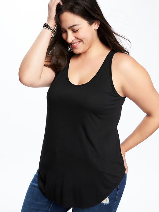 Image number 4 showing, Relaxed Plus-Size Drapey Scoop-Neck Tank