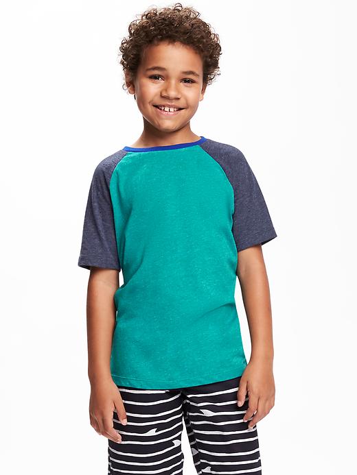 View large product image 1 of 2. Softest Color-Blocked Raglan-Sleeve Tee For Boys