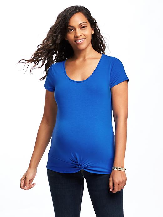 View large product image 1 of 1. Maternity Twist-Hem Scoop-Neck Tee