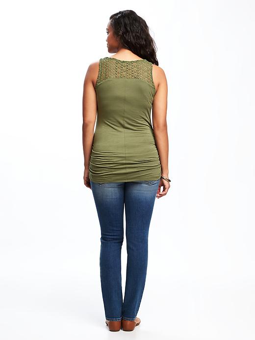 Image number 2 showing, Maternity Fitted Lace-Yoke Tank